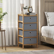 HOMCOM Chest of Drawers, 4 Fabric Drawers Narrow Dresser with Bamboo Frame, Light Grey – view 2