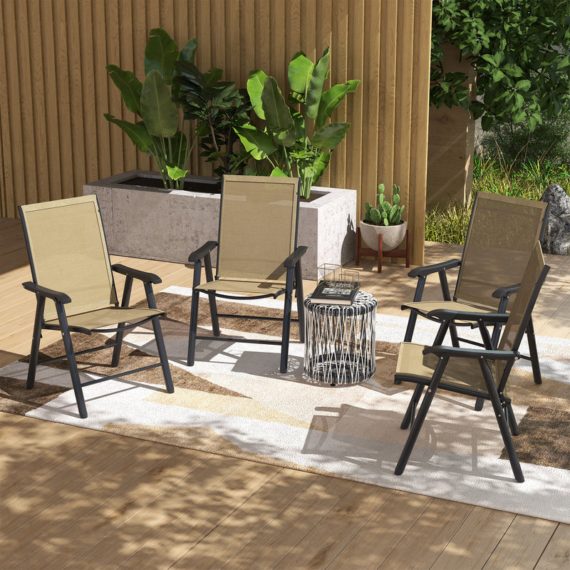Outsunny Set of Four Folding Garden Chairs - Light Brown – view 10