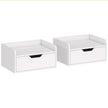 Set of 2 white floating bedside tables with pull-out drawer and top shelf