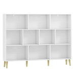 10-Cube Bookcase, 3-Tier Book Shelf with Solid Wood Legs, 140 cm Modern Bookshelf with Anti-Tip Kit for Bedroom, White