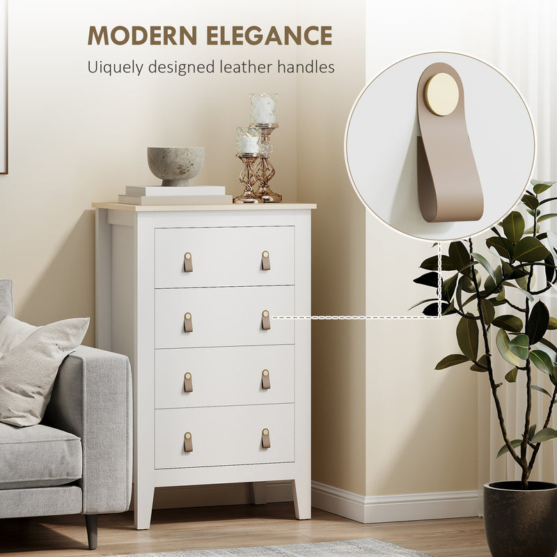 White 4-drawer chest with leather handles – image 5