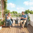 Outsunny Rattan Bistro Set, Reclining Garden Chairs and Glass Coffee Table with Cushions for Patio Balcony Porch, Grey – view 9
