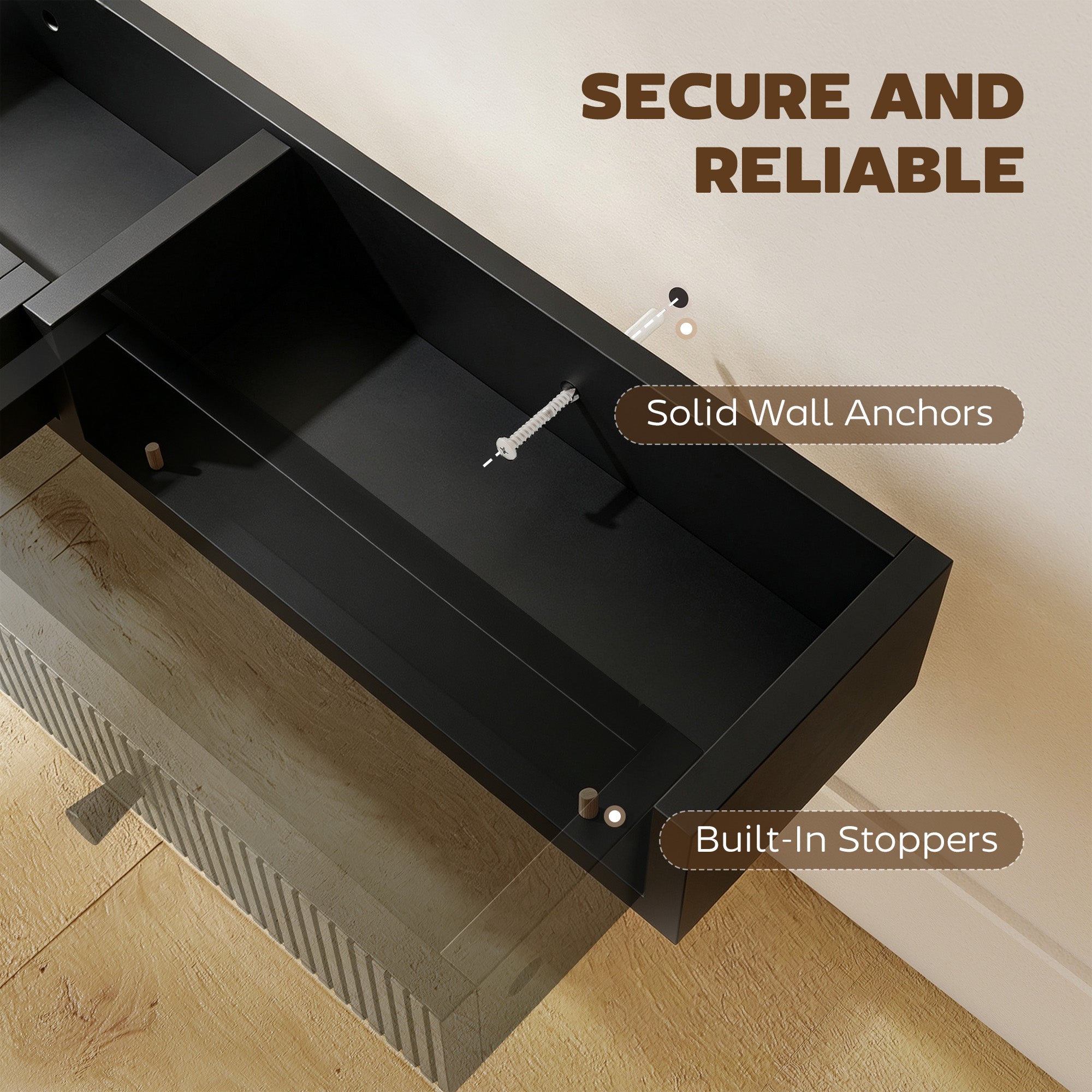 Shelf Wall-Mounted Storage Shelf Shelving Unit MDF 93 x 15 x 10 cm Entryway Kitchen Living Room, Black