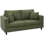 Loveseat Sofa with Wide Seat, Corduroy 2 Seater Couch with Deep Seat, Spring Cushion, Green
