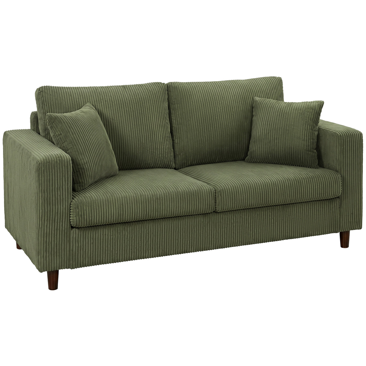 170 cm Wide-Seat Corduroy 2-Seater Sofa – Green