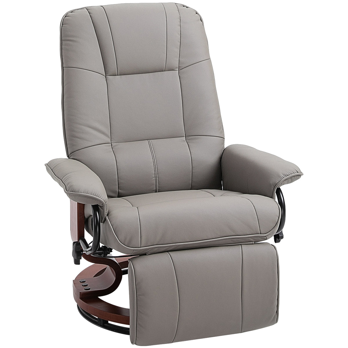 145° Swivel Faux Leather Recliner with Footrest – Grey