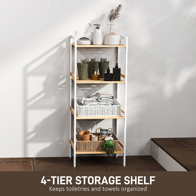 Four-tier bamboo shelf unit – image 4