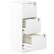 HOMCOM Filing Cabinet, Fluted Vertical File Cabinet with 3 Lockable Drawers and Hanging Rails, White