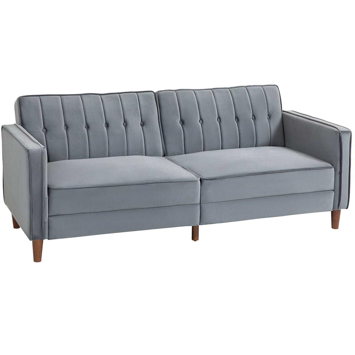 189 cm Split-Back Velvet 3-Seater Sofa Bed – Dark Grey