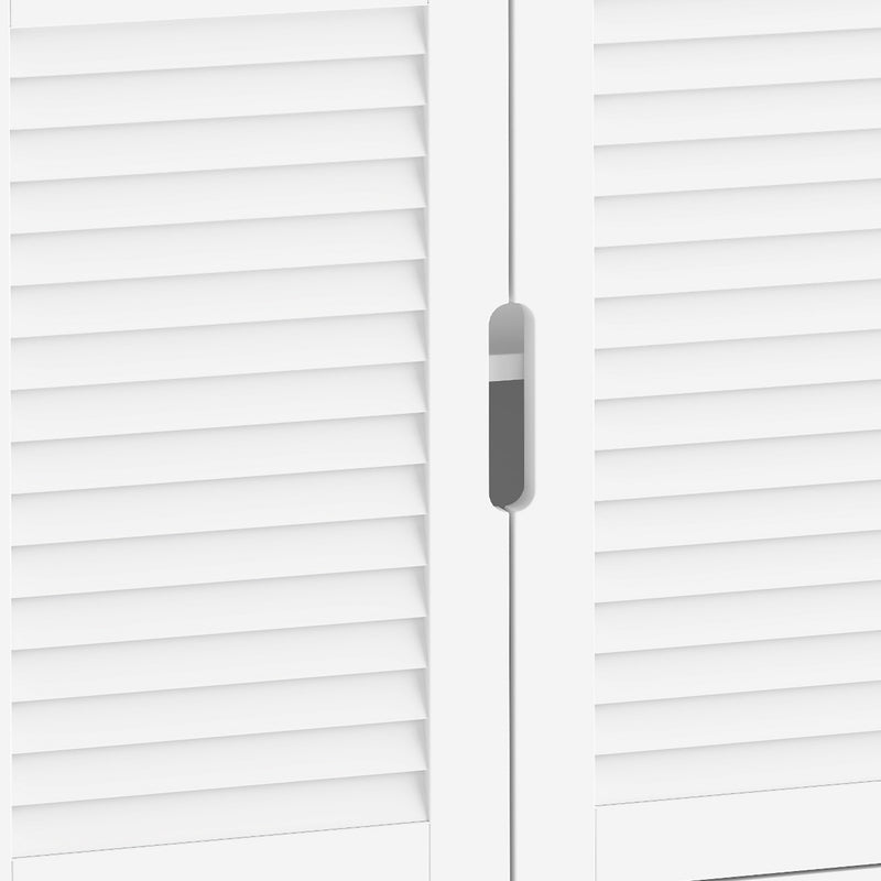 HOMCOM Under Sink Bathroom Cabinet Adjustable Shelf Under Sink Cabinet 2 Louvered Doors, White – view 10