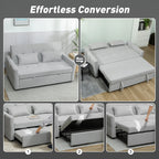 Three-Way Two-Seater Sofa Bed - Light Grey