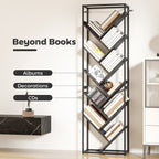 10 Shelf Industrial-Style Bookshelf - Black/Grey
