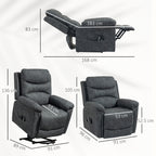 Power Lift Recliner Chair with Vibration Massage, Heat, USB - Grey