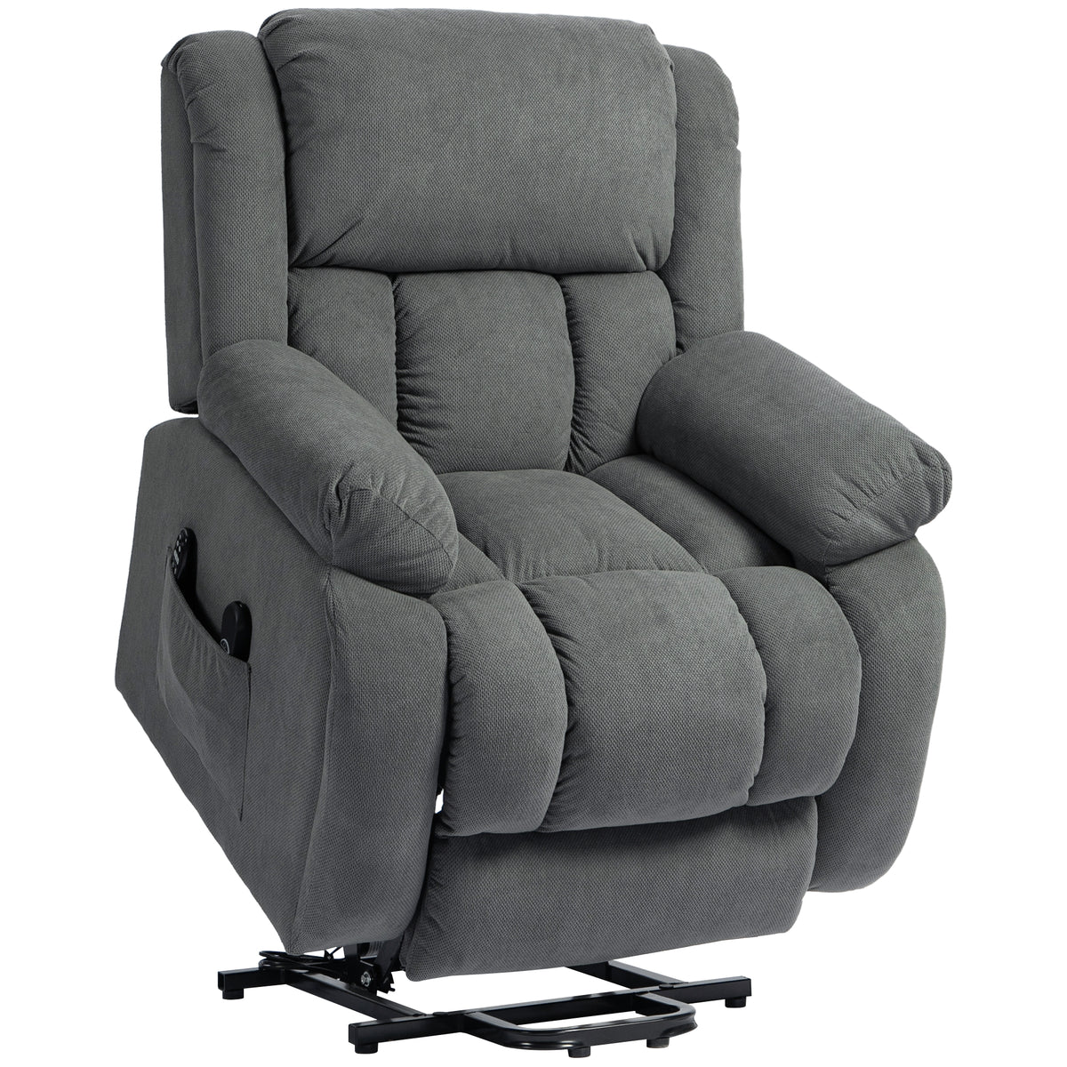 Wide Seat Power Lift Massage Recliner with Heat & USB – Grey