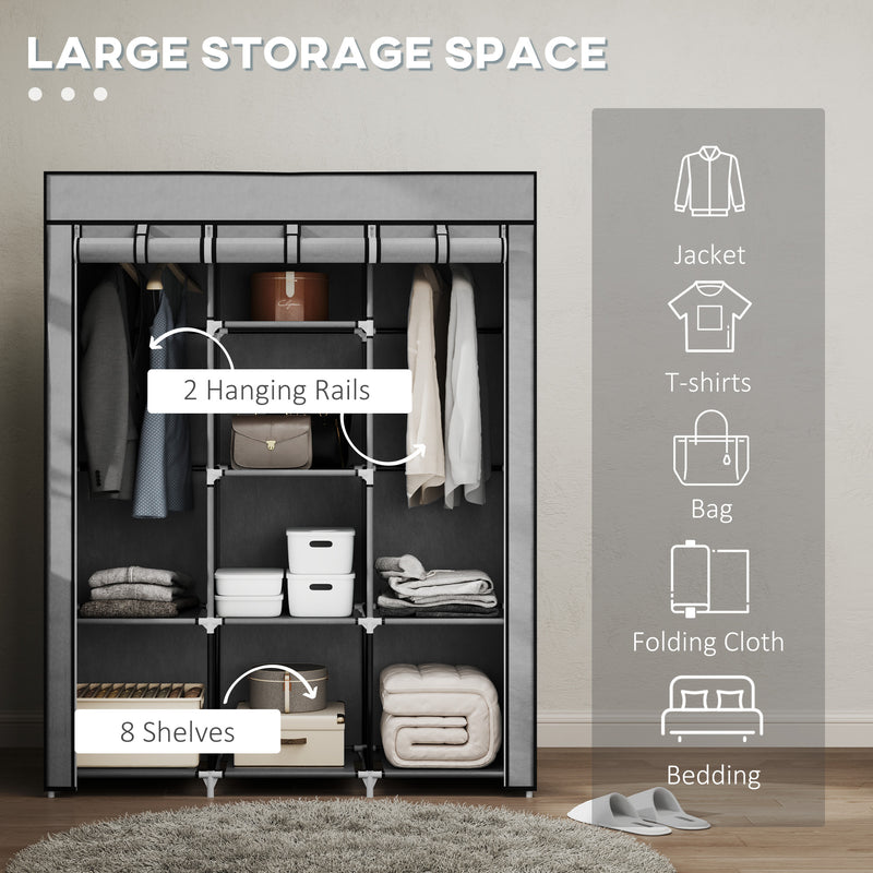 125 cm light grey fabric wardrobe – image 4