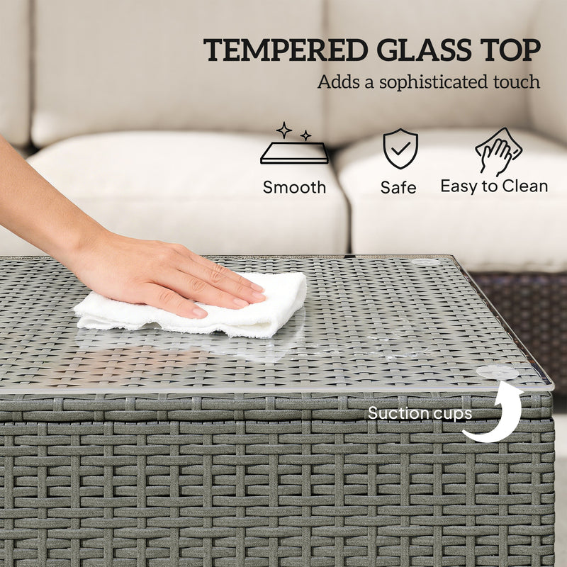 Rattan glass-top coffee table – image 5