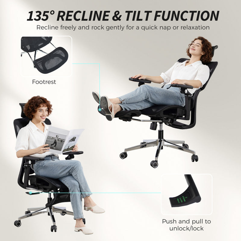 HOMCOM Ergonomic Office Chair, High Back Mesh Desk Chair, Black – view 8