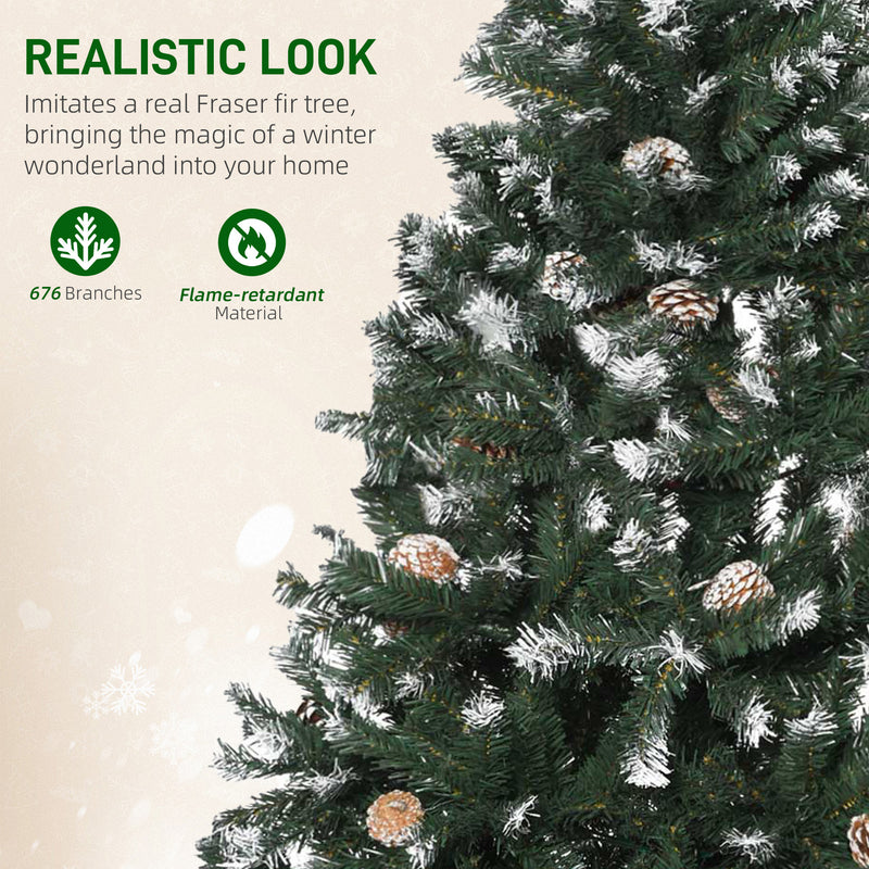 5ft snow-flecked tree with pine cones – image 5