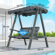 Outsunny 2 Seater Garden Swing Seat with Canopy, Wooden Swing Chair, Outdoor Hammock Bench for Balcony Patio Porch, Grey – view 3