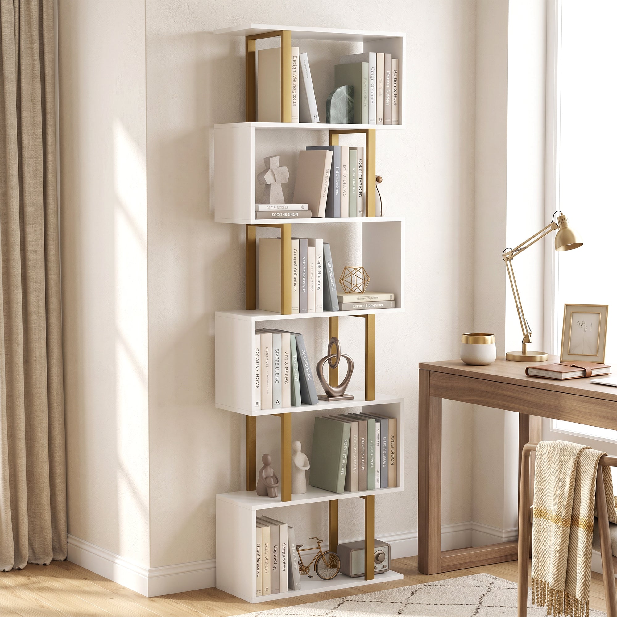 Industrial Freestanding Bookshelf, Storage Shelving Unit for Bedroom and Living Room