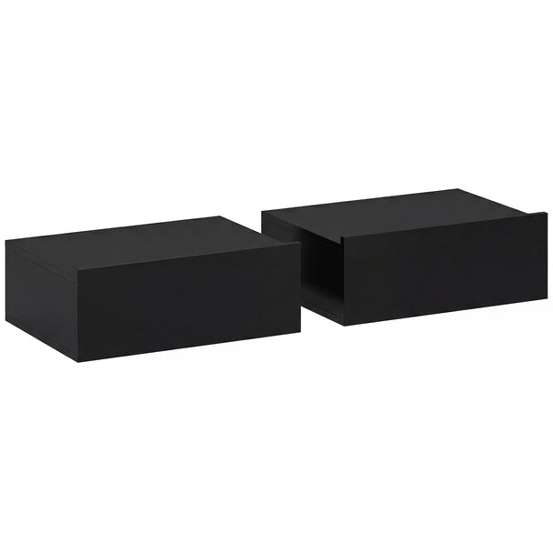 HOMCOM Floating Bedside Table Set of 2, Wall-Mounted Nightstand with Storage Drawer, Small Side End Table for Bedroom