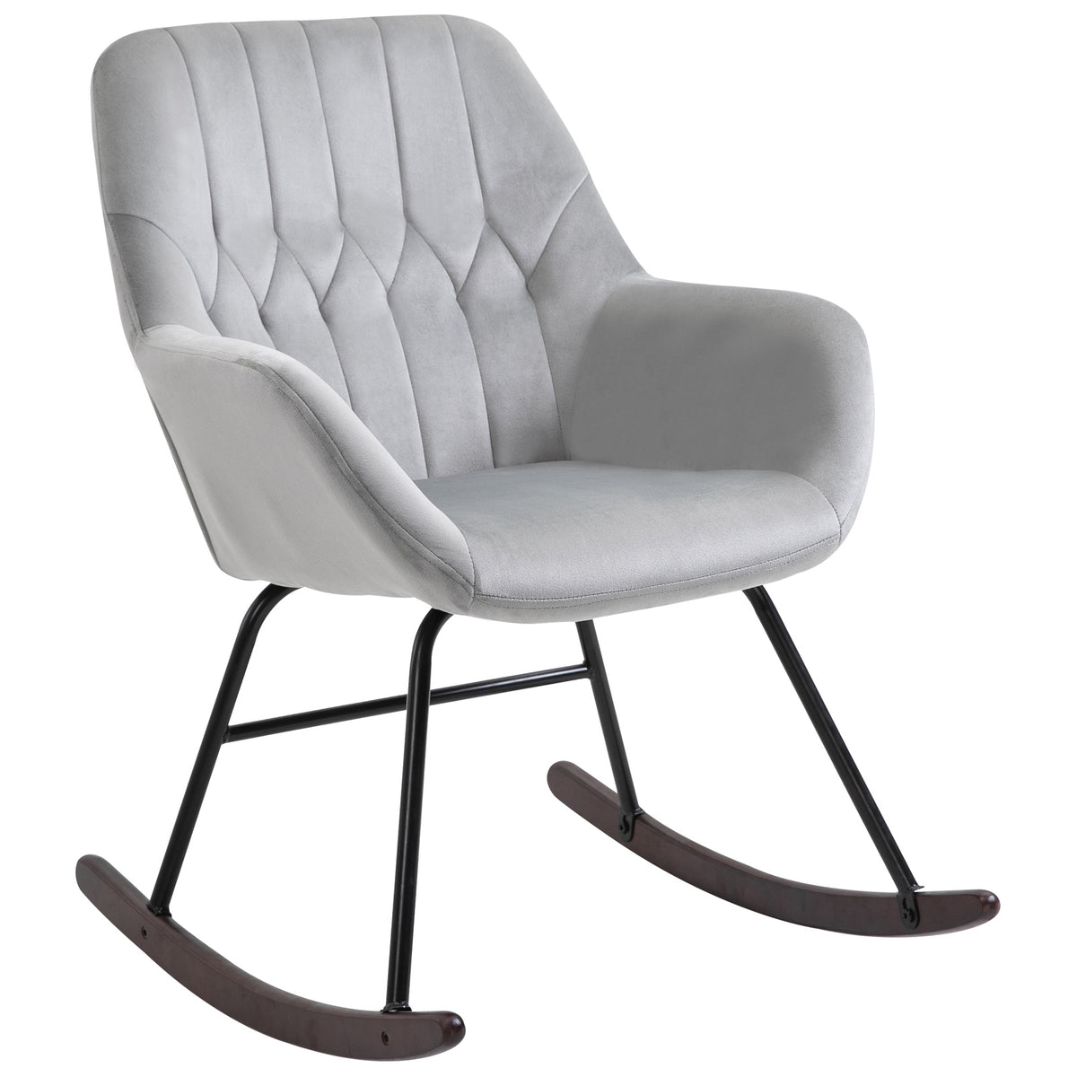Padded Rocking Accent Chair with Steel Frame – Grey