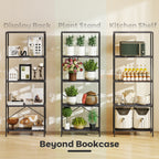 5-Tier Bookshelf, Industrial Bookcase with Metal Frame - Dark Grey and Black