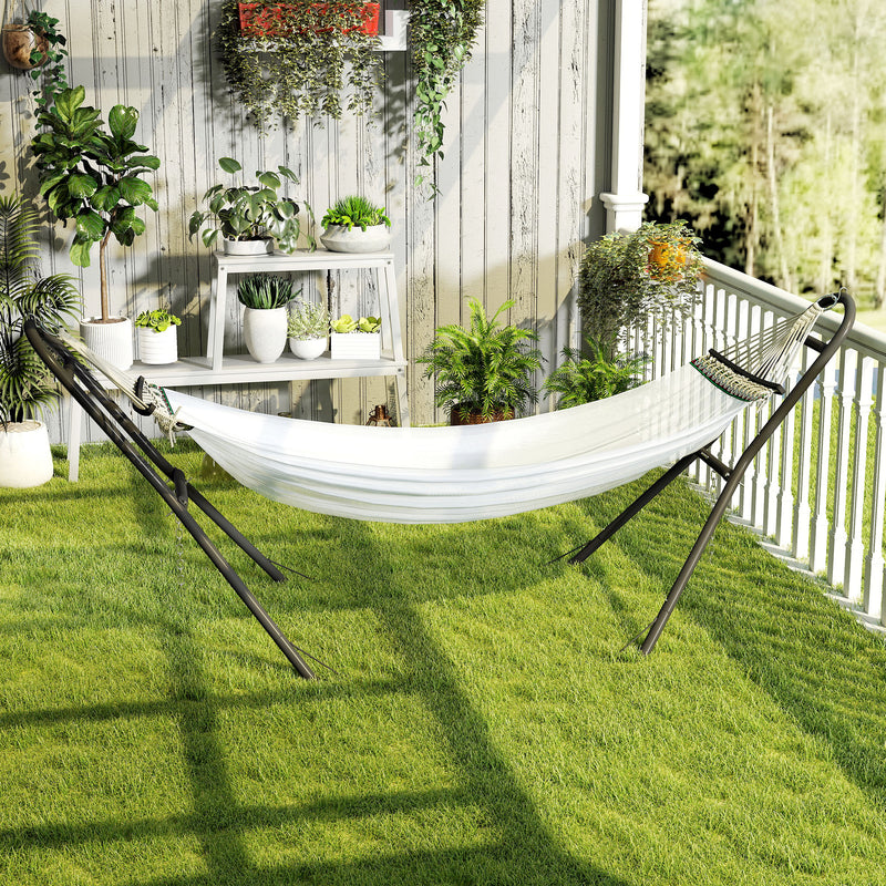 Outsunny 9ft Hammock Stand Adjustable Hammock Frame with Non-Slip Feet for Indoor Outdoor, 150 kg Capacity, Black – view 2