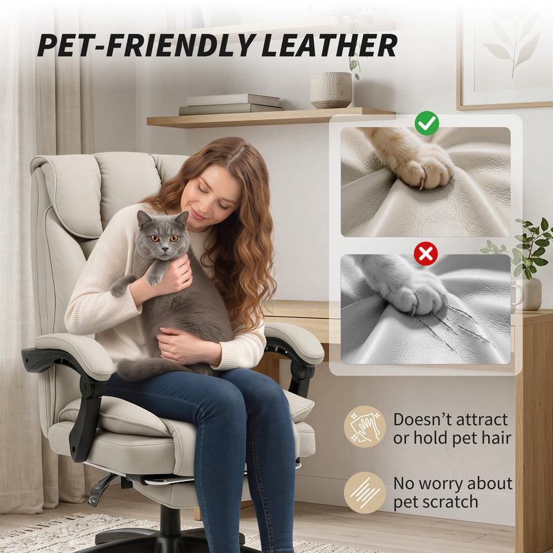 HOMCOM Pet-Friendly Faux Leather Computer Desk Chair, Executive Office Chair with Footrest and Double-Layer Padding – view 5