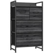 HOMCOM Rustic Chest of Four Fabric Drawers - Black Wood Effect
