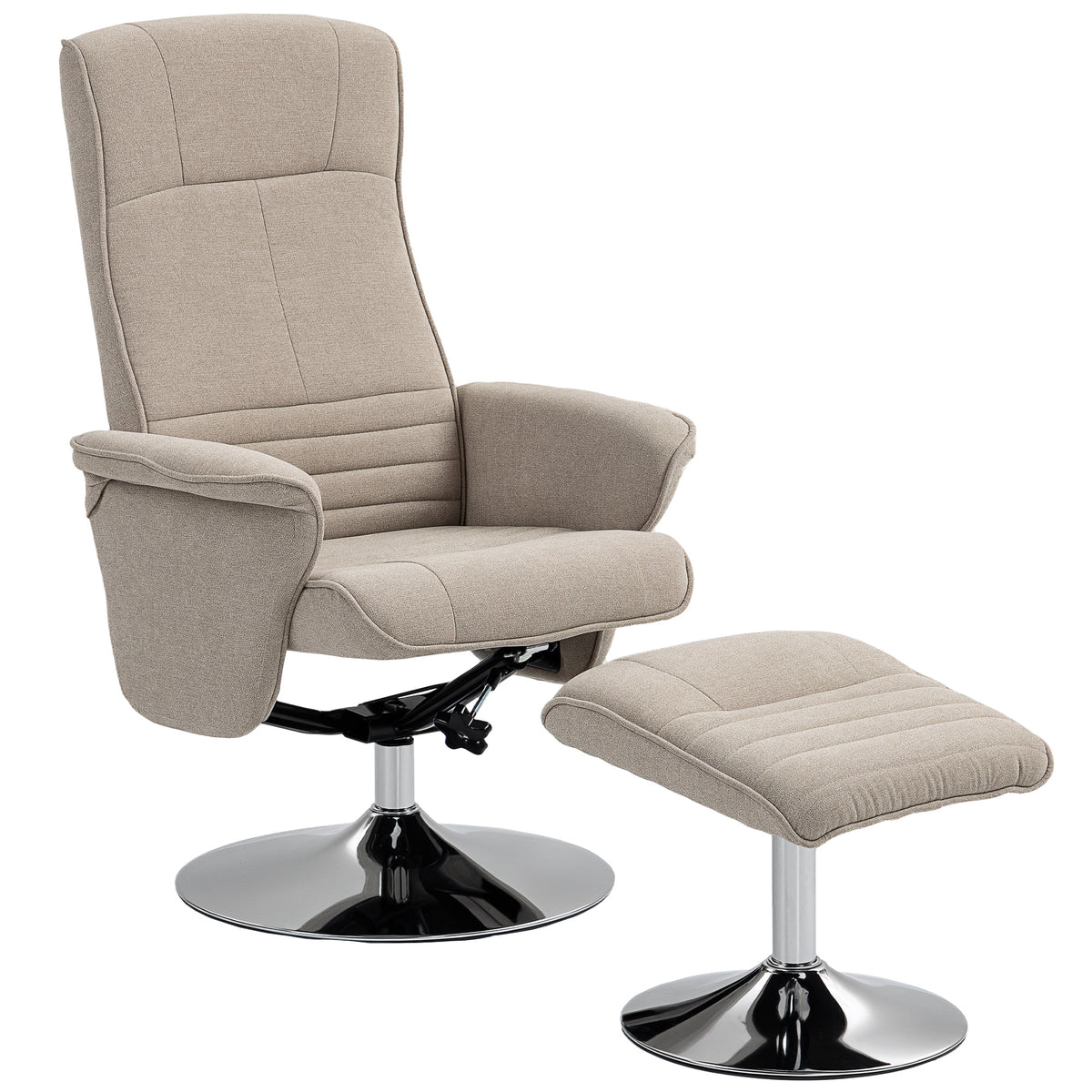 135° Velvet Swivel Recliner & Footstool – Beige