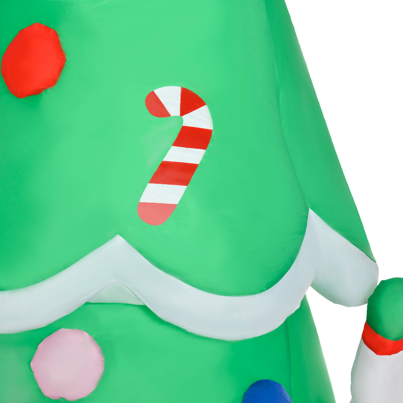 Illustrative Christmas scene with several inflatable decorations