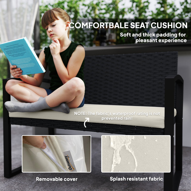 Beige rattan garden bench – image 6