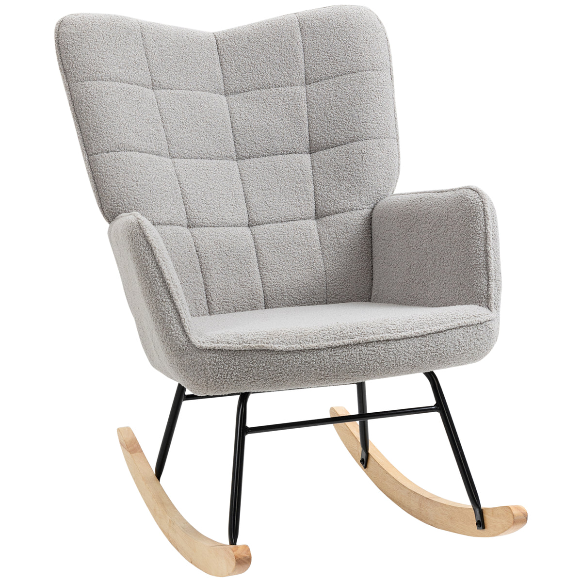 Fleece Wingback Rocking Chair – Light Grey