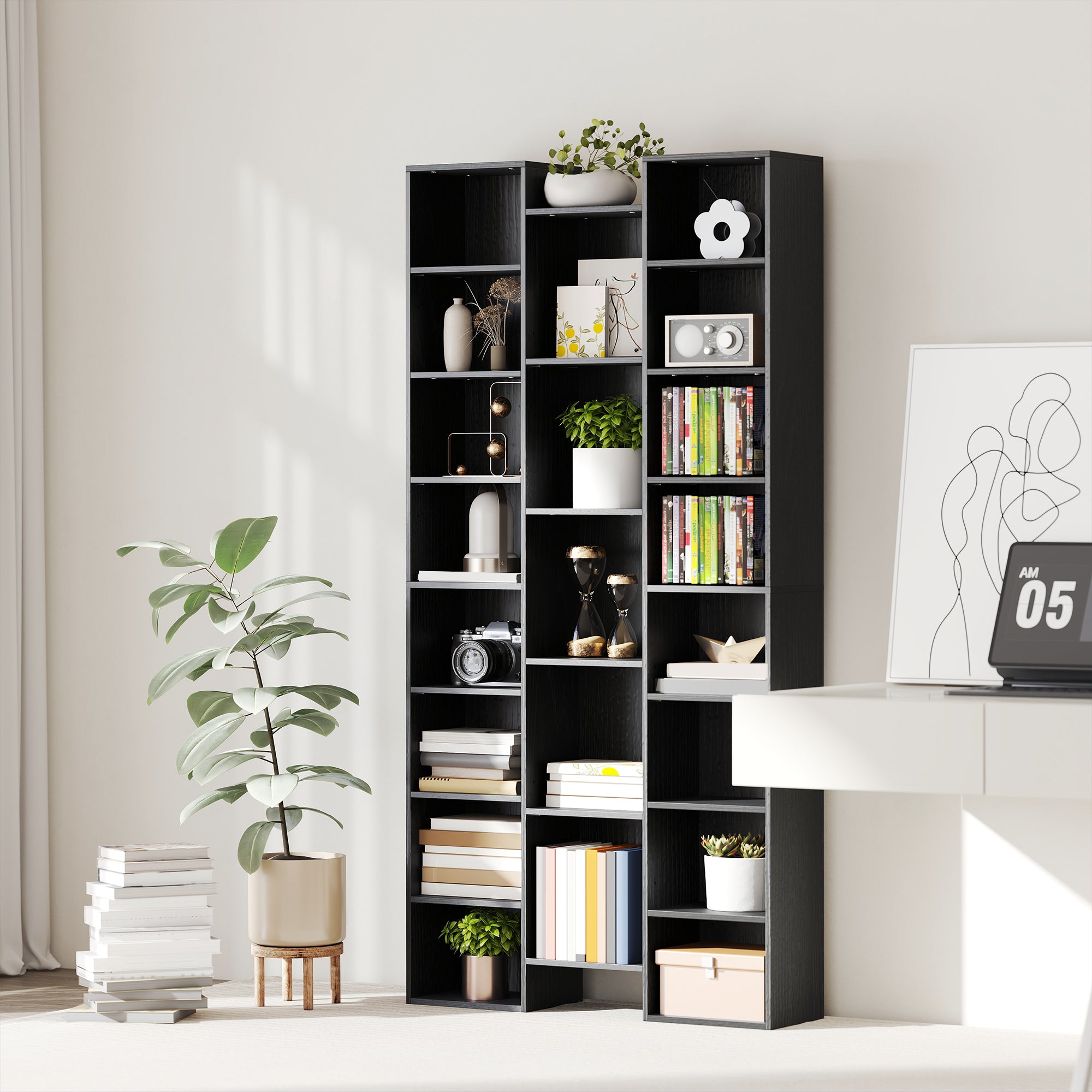 21-Compartment Bookshelf - Black