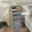 HOMCOM Chest of Drawers, 5 Fabric Drawers Narrow Dresser with Bamboo Frame, Light Grey – view 4