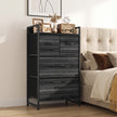 HOMCOM Rustic Chest of Four Fabric Drawers - Black Wood Effect – view 2