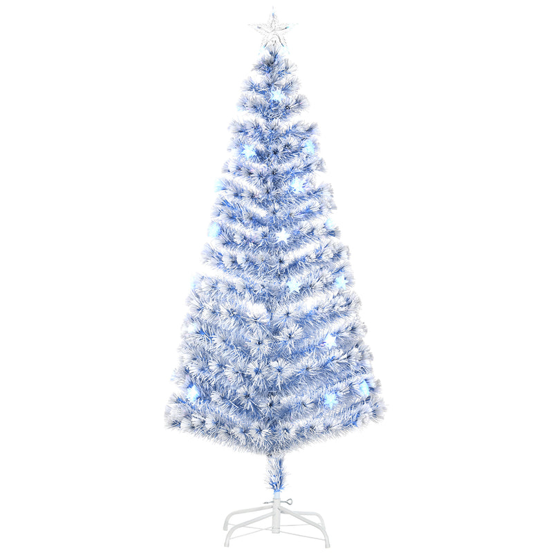 HOMCOM 6FT Artificial Fibre Optic Christmas Tree Seasonal Decoration w/ LED Lights Pre-Lit Easy Store White Blue – view 10