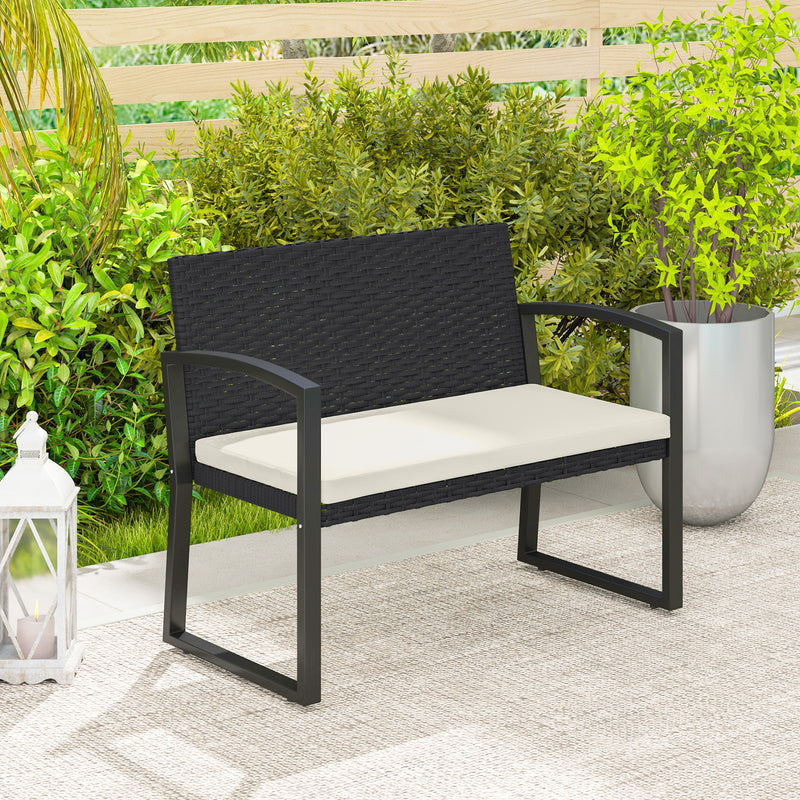 Beige rattan garden bench – image 10