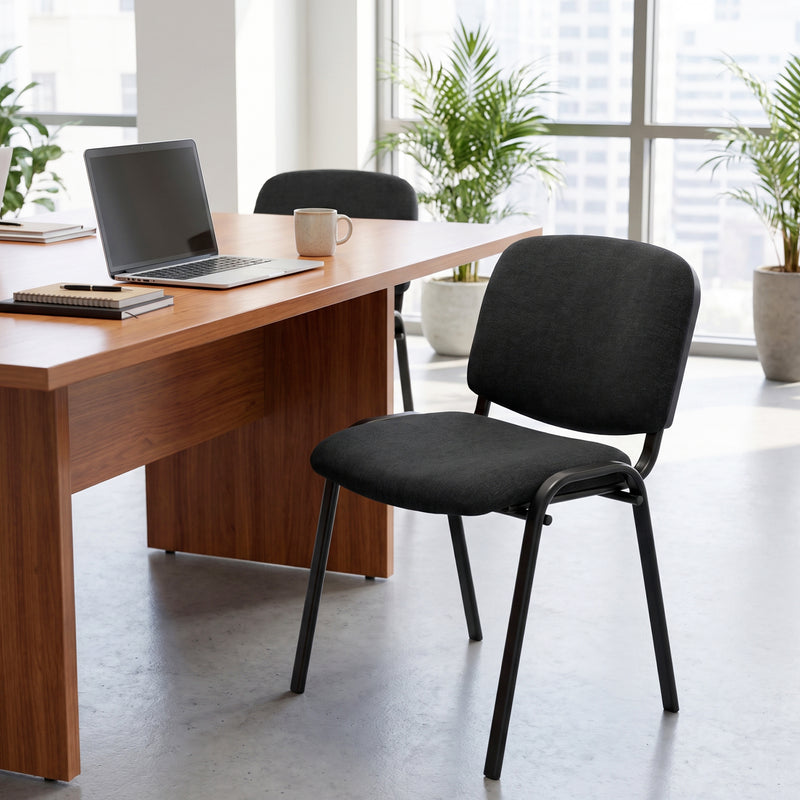 HOMCOM Meeting Chair, Stackable Ergonomic Office Chair with Padded Seat, Curved Backrest for Conference Room, Black – view 8