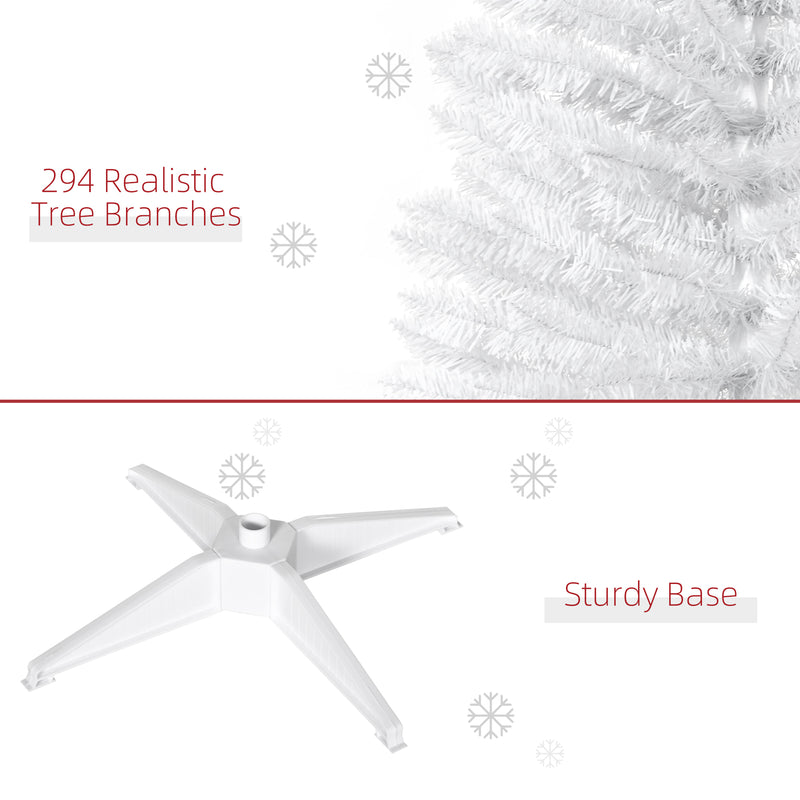 HOMCOM 5ft Unlit Artificial Christmas Tree, Pencil Slim Xmas Tree with Solid Stand and Realistic Branches, White – view 6