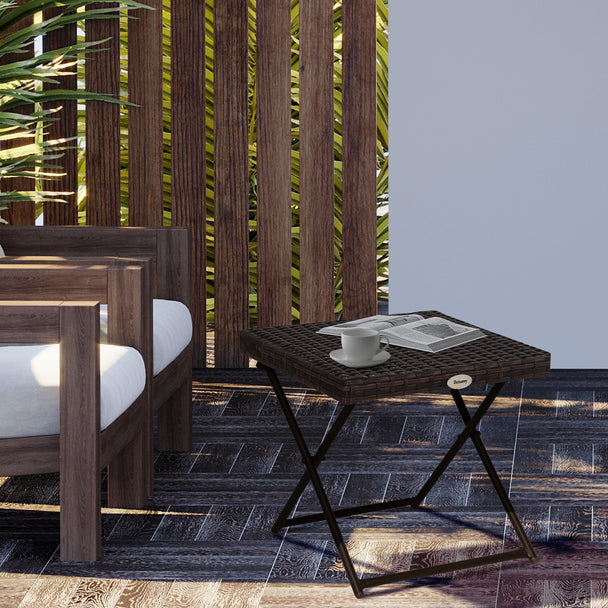 Folding rattan side table – image 2