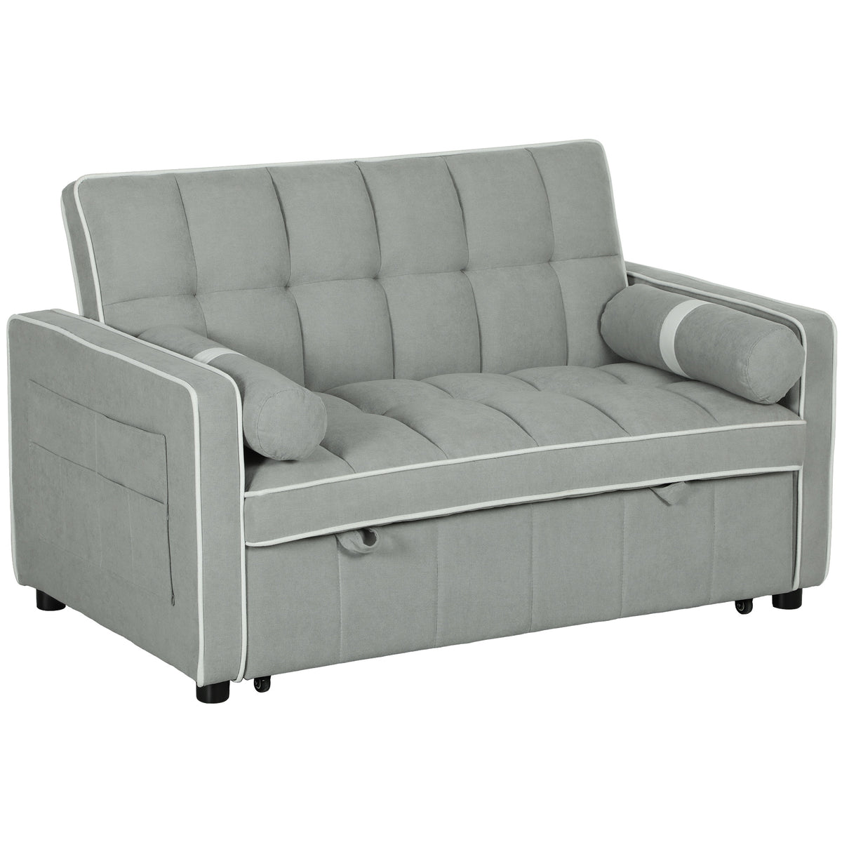 139 cm 3-in-1 Pull-Out Sofa Bed with Side Pockets – Light Grey