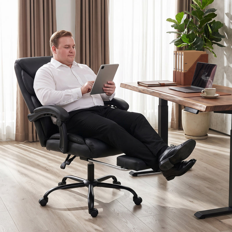 HOMCOM Executive Office Chair, 180kg Big and Tall PU Desk Chair with Linked Armrests, Pocket Spring Cushion, Adjustable – view 9