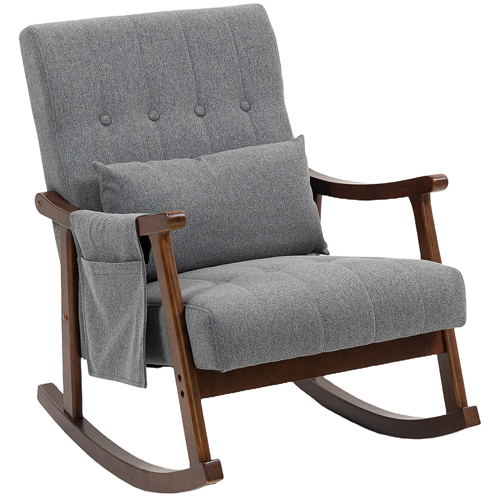 Wood Frame Rocking Accent Chair - Grey