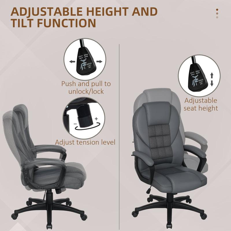 HOMCOM Faux Leather Office Chair - Charcoal Grey – view 4
