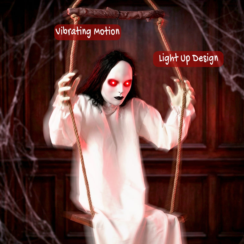 170cm Animated Hanging Swing Ghost with Glowing Eyes & Sound – image 6 of 9