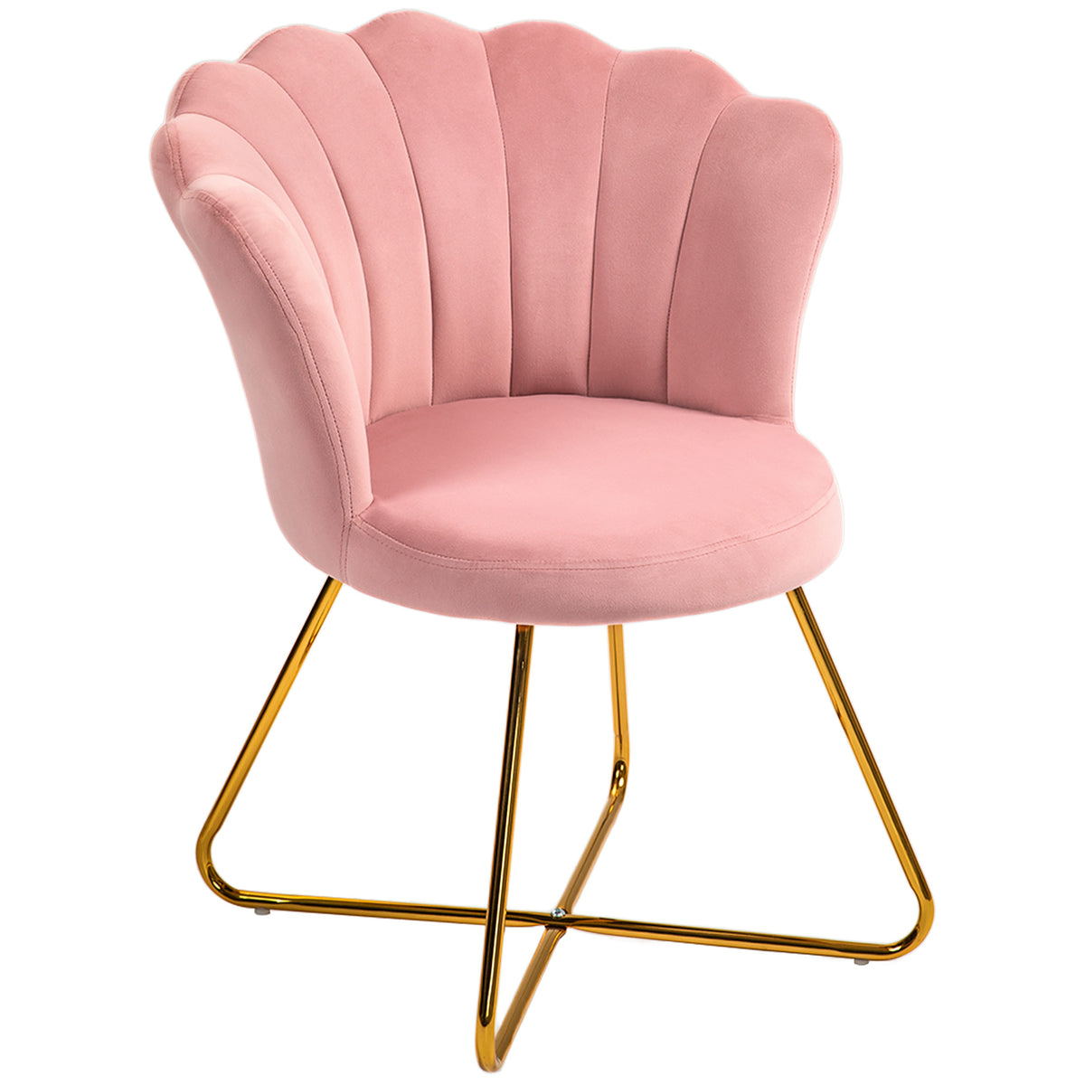 Lotus Petal Velvet Accent Chair – Pink & Gold