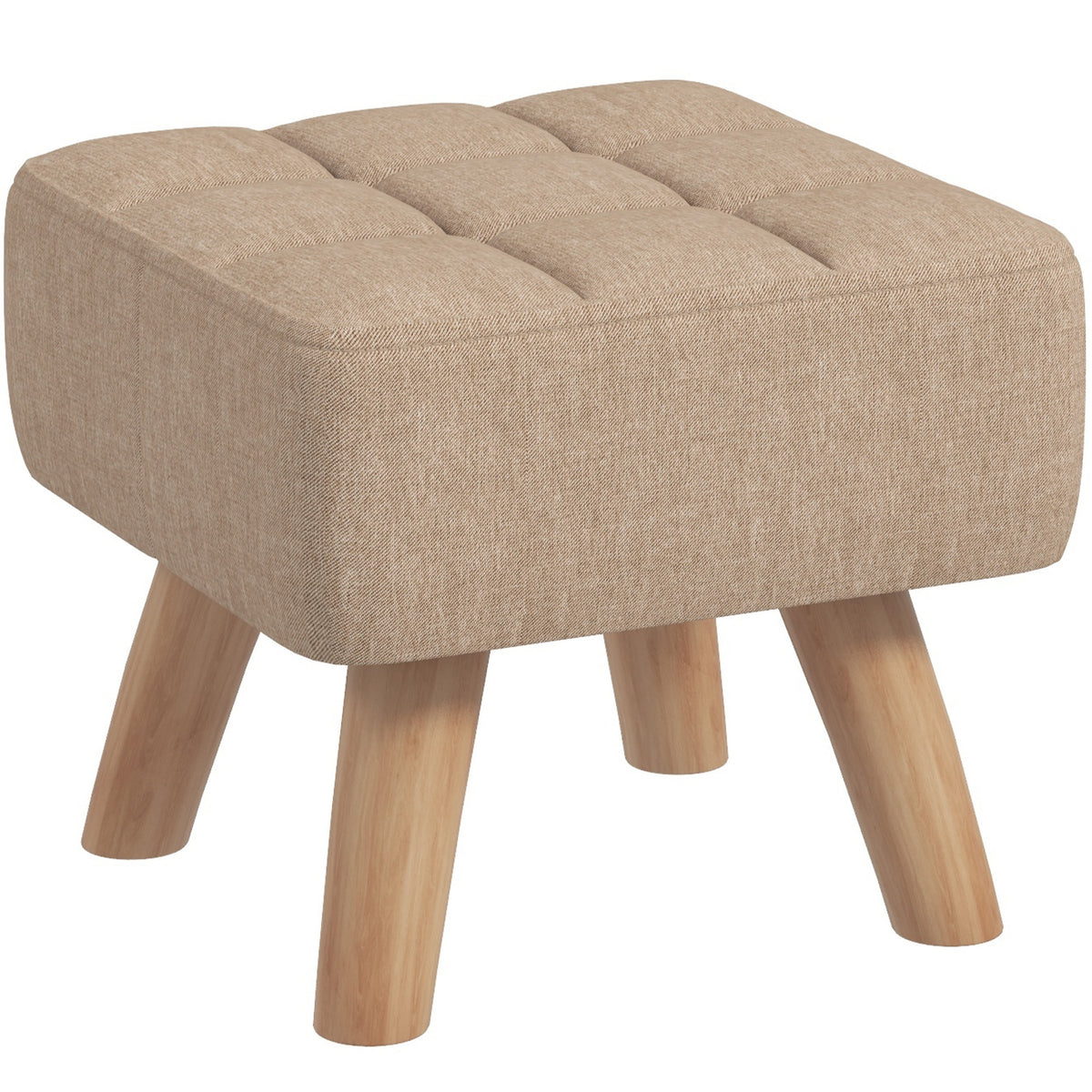 27 cm Tufted Square Padded Footstool – Light Brown