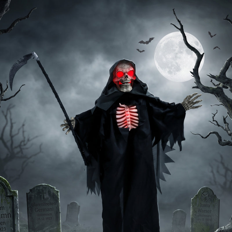 170cm Animated Grim Reaper with Scythe, Glowing Eyes & Sound – image 9 of 9